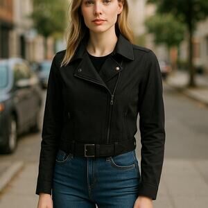 ROMEO & JULIET COUTURE Short Black Military Band Buckle Jacket ~ Women's MEDIUM